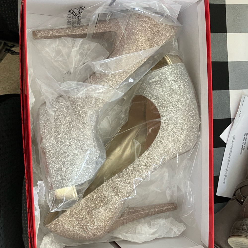 Guess Sparkling Silver and Gold Heels
